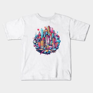 Modern City Urbain Skylines Cityscape Creativity Kids T-Shirt